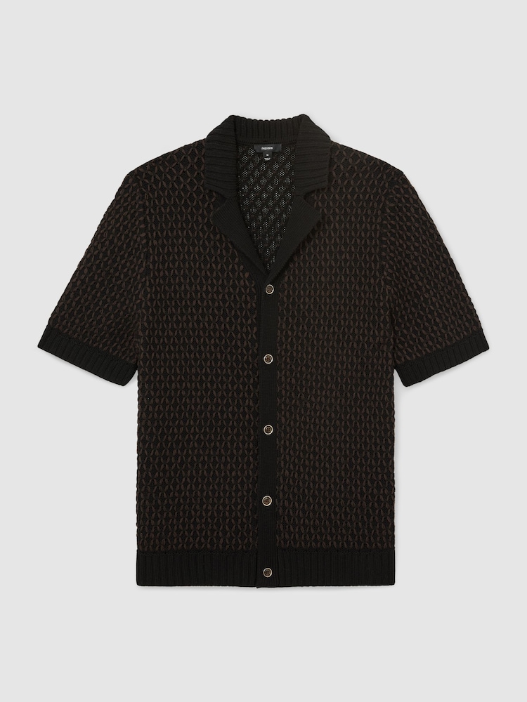 Reiss Black/Chocolate Brown Antonio Shirt - Image 2 of 7 Reiss Black/Chocolate Brown Antonio Shirt - Image 2 of 7