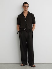 Reiss Black/Chocolate Brown Antonio Shirt - Image 3 of 7