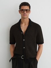 Reiss Black/Chocolate Brown Antonio Shirt - Image 4 of 7