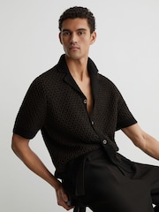 Reiss Black/Chocolate Brown Antonio Shirt - Image 6 of 7