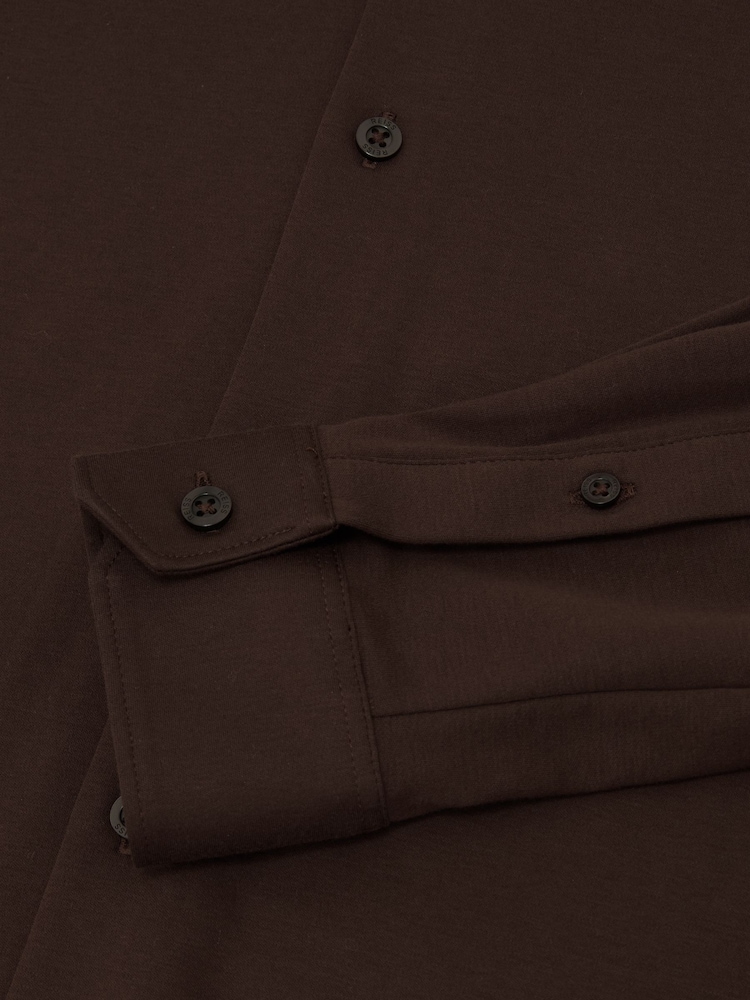 Καφετί - Πουκάμισο Reiss Duke Air-Water Cotton Στενή γραμμή - Εικόνα 6 από 6