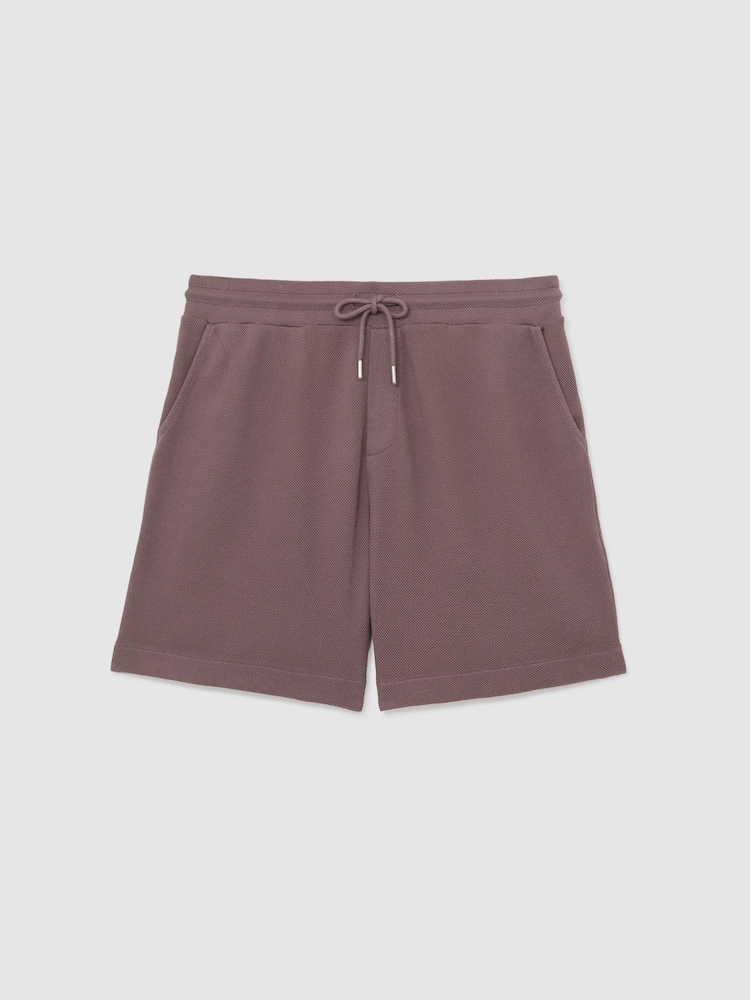 وردي موف - شورت من قماش قطن بيكيه مصبوغ Sundown من Reiss - صورة 2 من 6