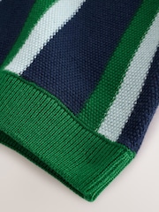 グリーン / ネイビー - Stripe Knitted Polo Shirt (3mths-7yrs) - 画像 7 / 8