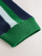 グリーン / ネイビー - Stripe Knitted Polo Shirt (3mths-7yrs) - 画像 8 / 8