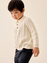 Ecru Cable Knit Polo Shirt (3mths-7yrs) - Image 2 of 5