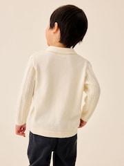 Ecru Cable Knit Polo Shirt (3mths-7yrs) - Image 3 of 5