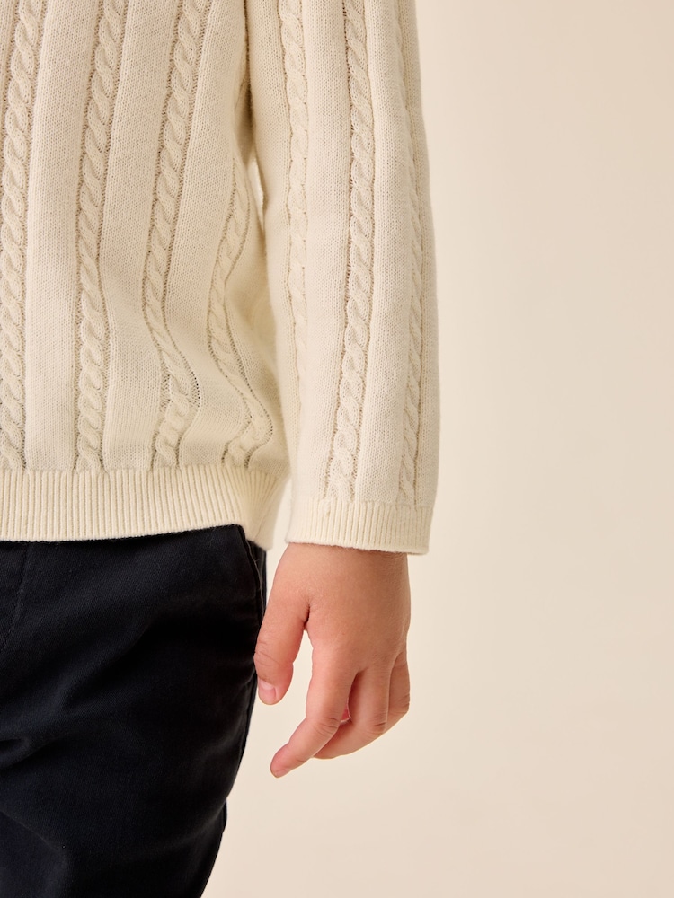 Ecru Cable Knit Polo Shirt (3mths-7yrs) - Image 5 of 5