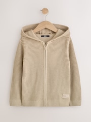 Chocolate Brown Knitted Zip Up Hoodie (3-16yrs) - Image 6 of 9