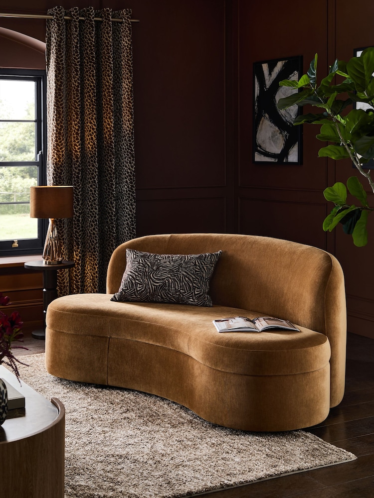 Relaxed Chenille Tofffee Brown Leila Curve 3 Seater Sofa - Image 1 of 11