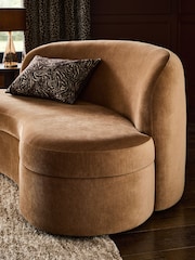 Relaxed Chenille Tofffee Brown Leila Curve 3 Seater Sofa - Image 2 of 11