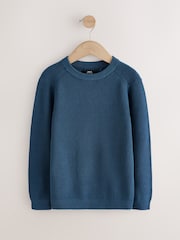 Denim With Stag Cotton Crew Neck Knitted Jumper (3-16yrs) - Image 1 of 4