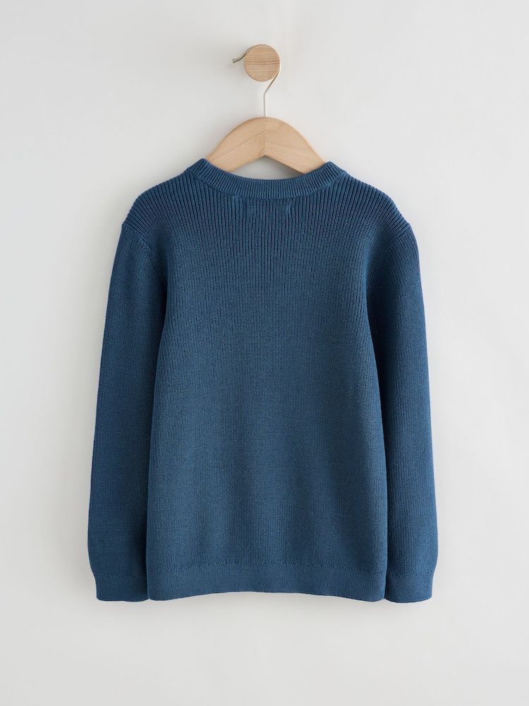 Denim With Stag Cotton Crew Neck Knitted Jumper (3-16yrs) - Image 2 of 4 Denim With Stag Cotton Crew Neck Knitted Jumper (3-16yrs) - Image 2 of 4
