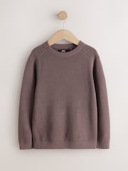 Chocolate Brown Without Stag Cotton Crew Neck Knitted Jumper (3-16yrs) - Image 1 of 4