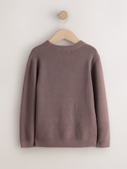 Chocolate Brown Without Stag Cotton Crew Neck Knitted Jumper (3-16yrs) - Image 2 of 4