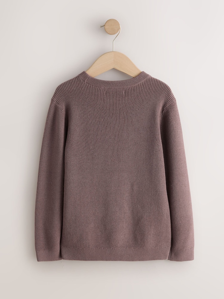 Chocolate Brown Without Stag Cotton Crew Neck Knitted Jumper (3-16yrs) - Image 2 of 4