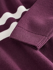 Plum Purple Colourblock Zip Neck Knitted Jumper (3-16yrs) - Image 3 of 4