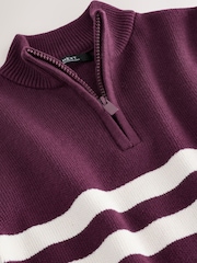 Plum Purple Colourblock Zip Neck Knitted Jumper (3-16yrs) - Image 4 of 4