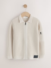 Ecru Utility Zip Through Cardigan (3-16yrs) - Image 1 of 6