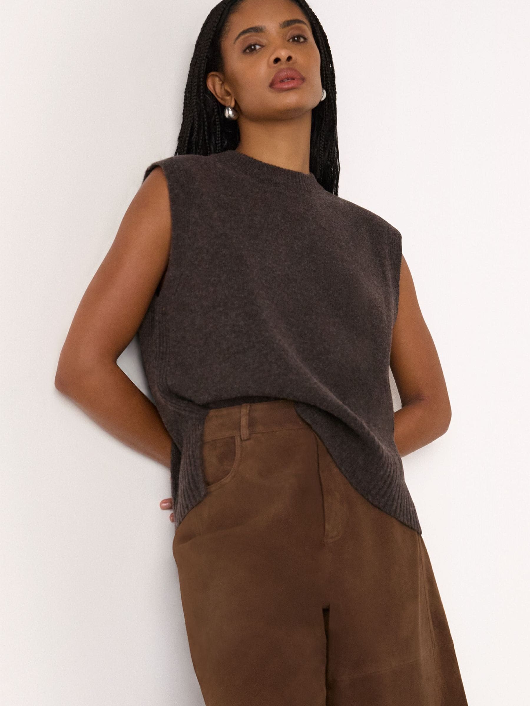 Buy Whistles Brown Wool Sleeveless Tank from Next USA