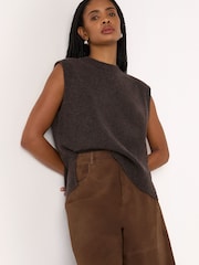 Whistles Brown Wool Sleeveless Tank - Image 4 of 6