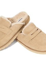 Dune London Sand Goldy Lined Backless Loafers - Image 7 of 8