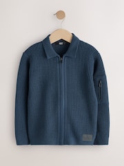 Indigo Blue Utility Zip Through Cardigan (3-16yrs) - Image 6 of 11