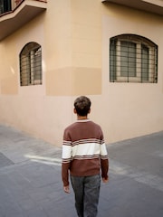 Rust Brown Colourblock Knitted Zip Neck Polo Shirt (3-16yrs) - Image 4 of 8