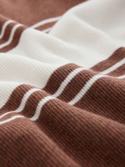 Rust Brown Colourblock Knitted Zip Neck Polo Shirt (3-16yrs) - Image 7 of 8