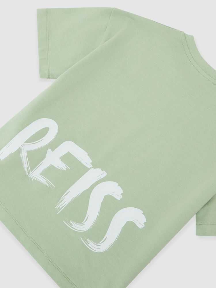 Reiss Ultramarine Green Abbott 3-9 yrs Cotton Relaxed Logo-Print T-Shirt - Image 3 of 3 Reiss Ultramarine Green Abbott 3-9 yrs Cotton Relaxed Logo-Print T-Shirt - Image 3 of 3