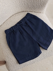 Reiss Blue Fraser 9-13 yrs Linen-Blend Drawstring Shorts - Image 1 of 3