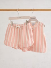 Reiss Peach Bay 9-13 yrs Towelling Stripe Top and Shorts Set - Image 1 of 3