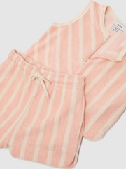 Reiss Peach Bay 9-13 yrs Towelling Stripe Top and Shorts Set - Image 3 of 3