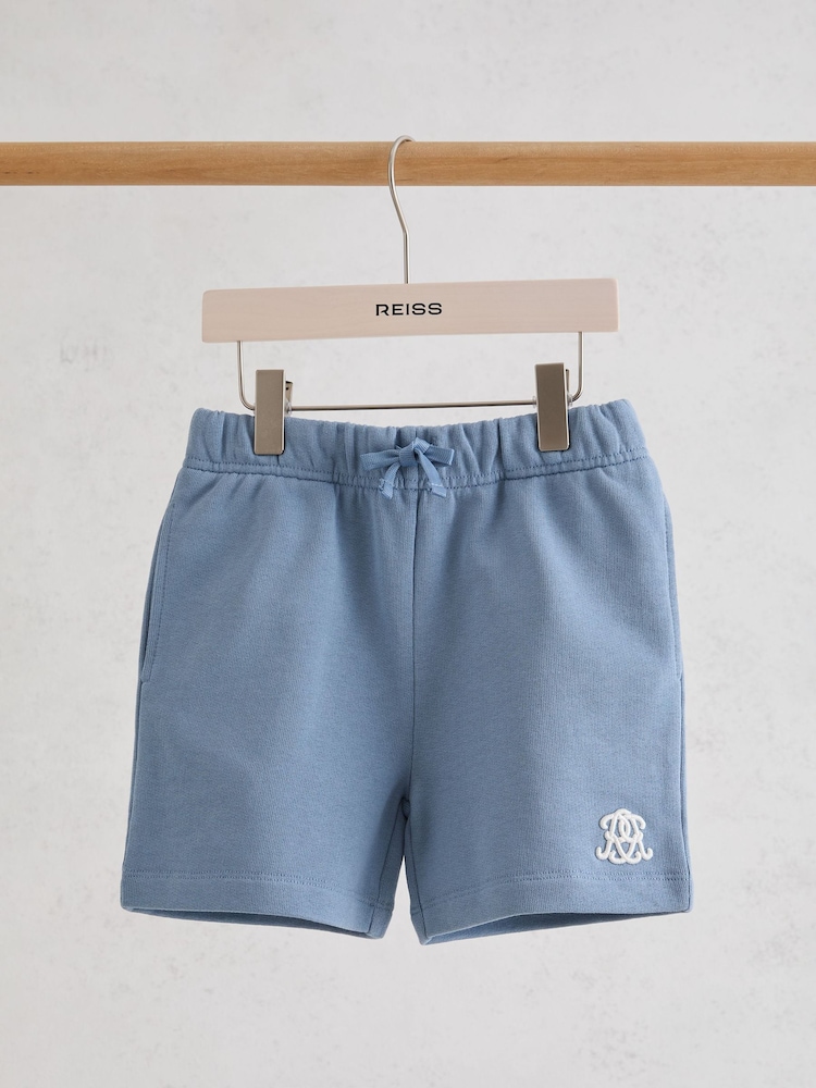 Reiss Airforce Blue Levin 13-14 yrs Monogram Embroidered Cotton Shorts - Image 2 of 3