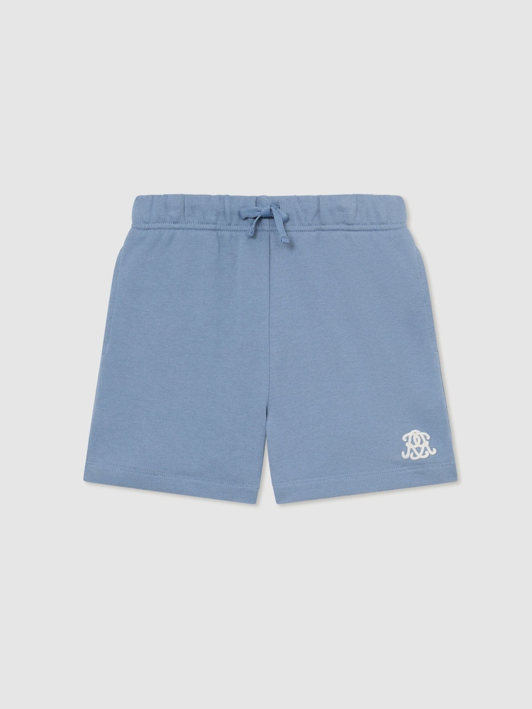 Reiss Airforce Blue Levin 13-14 yrs Monogram Embroidered Cotton Shorts - Image 3 of 3