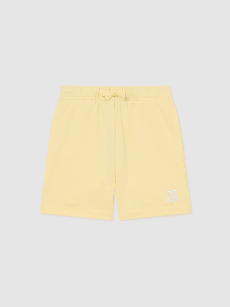 Reiss Yellow Levin 13-14 yrs Monogram Embroidered Cotton Shorts - Image 3 of 3