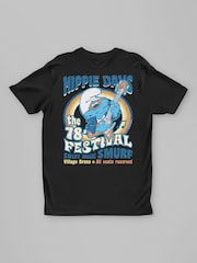 All + Every Black The Smurfs Movie Summer Hippy Days Music Festival Back Print T-Shirt - Image 3 of 3