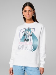 All + Every White Hatsune Miku CV01 Anime Mascot Ice Cream Sweatshirt - Image 2 of 3