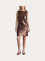 Lauren Ralph Lauren Brown Calmsden Sequin Cocktail Dress - Image 7 of 8