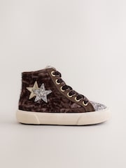 Purple Velvet Standard Fit (F) High Top Trainers - Image 2 of 6
