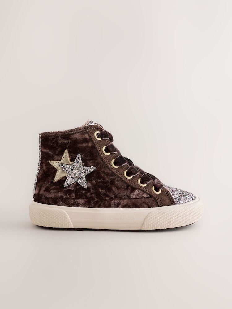 Purple Velvet Standard Fit (F) High Top Trainers - Image 2 of 6 Purple Velvet Standard Fit (F) High Top Trainers - Image 2 of 6