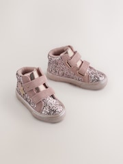 Pink Glitter Wide Fit (G) Touch Fastening High Top Trainers - Image 1 of 5