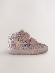 Pink Glitter Wide Fit (G) Touch Fastening High Top Trainers - Image 2 of 5