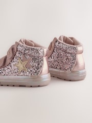 Pink Glitter Wide Fit (G) Touch Fastening High Top Trainers - Image 3 of 5