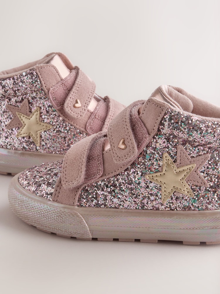 Pink Glitter Wide Fit (G) Touch Fastening High Top Trainers - Image 5 of 5 Pink Glitter Wide Fit (G) Touch Fastening High Top Trainers - Image 5 of 5