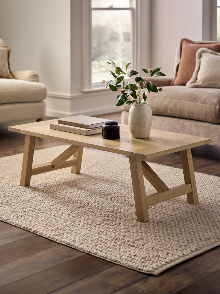 Mid Natural Moreton Oak Veneer Standard Coffee Table - Image 1 of 6 Mid Natural Moreton Oak Veneer Standard Coffee Table - Image 1 of 6