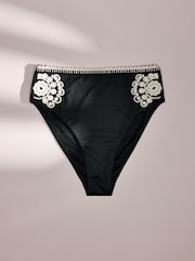 AIYLA Black/White High Waist Premium Crochet Bikini Bottoms - Image 5 of 7