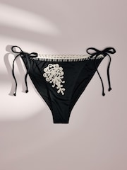 AIYLA Black/White Tie Side Premium Crochet Bikini Bottoms - Image 5 of 7