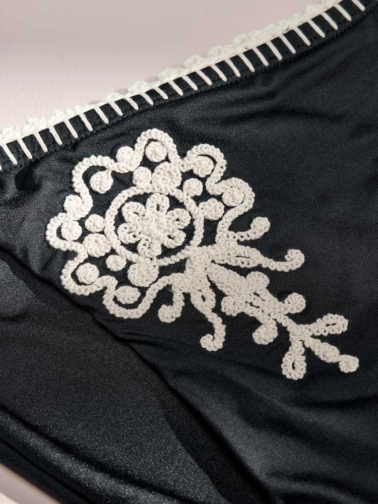 AIYLA Black/White Tie Side Premium Crochet Bikini Bottoms - Image 7 of 7 AIYLA Black/White Tie Side Premium Crochet Bikini Bottoms - Image 7 of 7