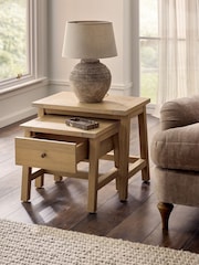 Mid Natural Moreton Oak Veneer Nest of Table - Image 1 of 4
