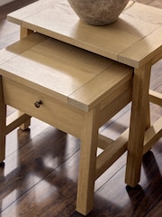 Mid Natural Moreton Oak Veneer Nest of Table - Image 2 of 4